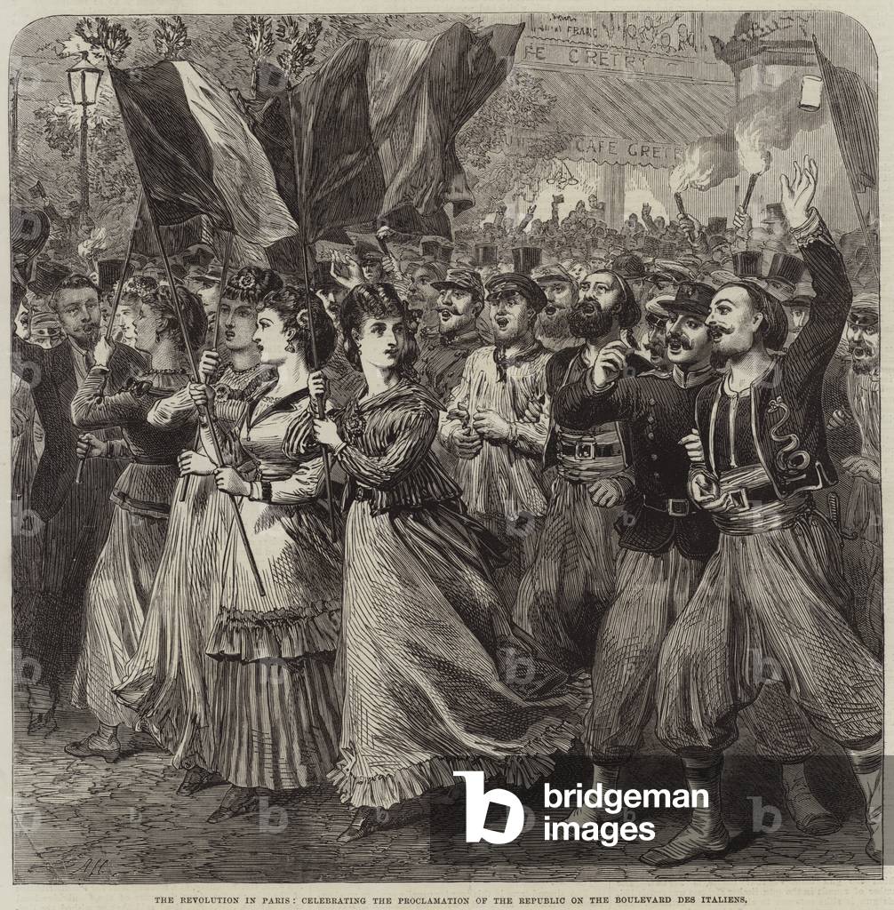 The Revolution in Paris, celebrating the Proclamation of the Republic on the Boulevard des Italiens (engraving)