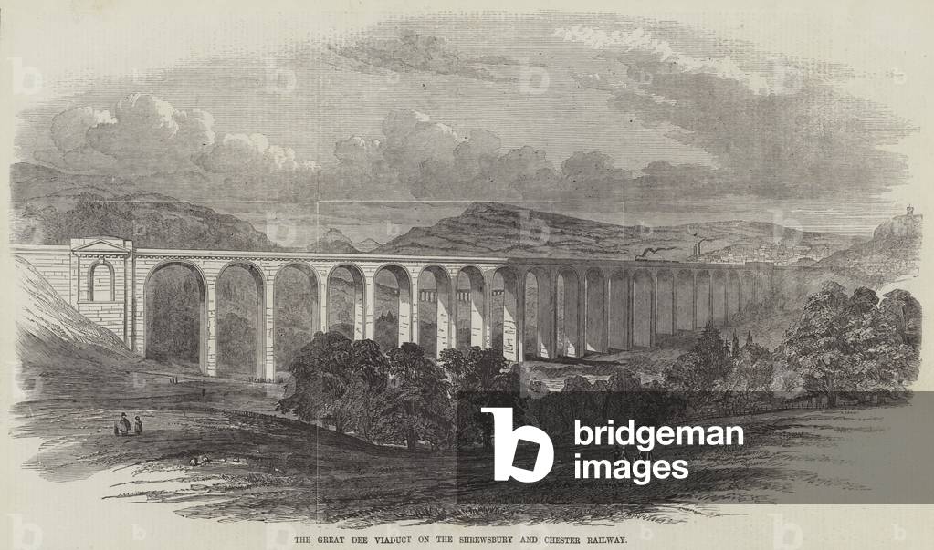 The Great Dee Viaduct on the Shrewsbury and Chester Railway (engraving)