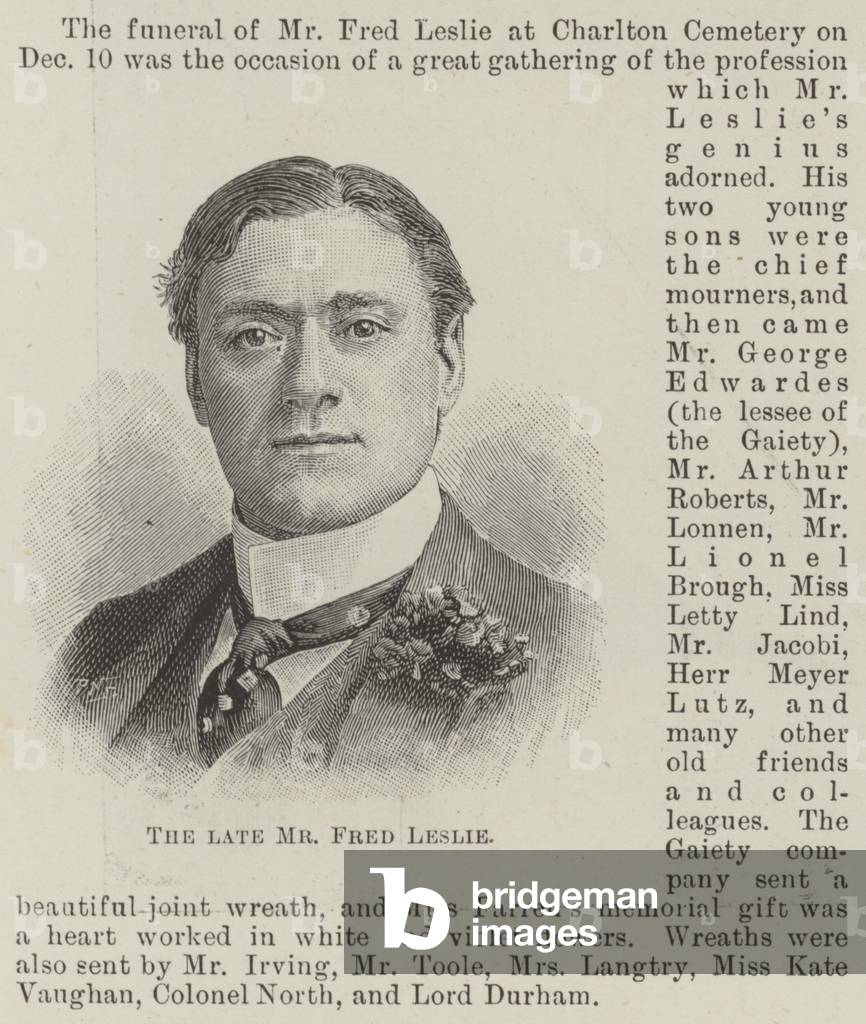 The late Mr Fred Leslie (engraving)