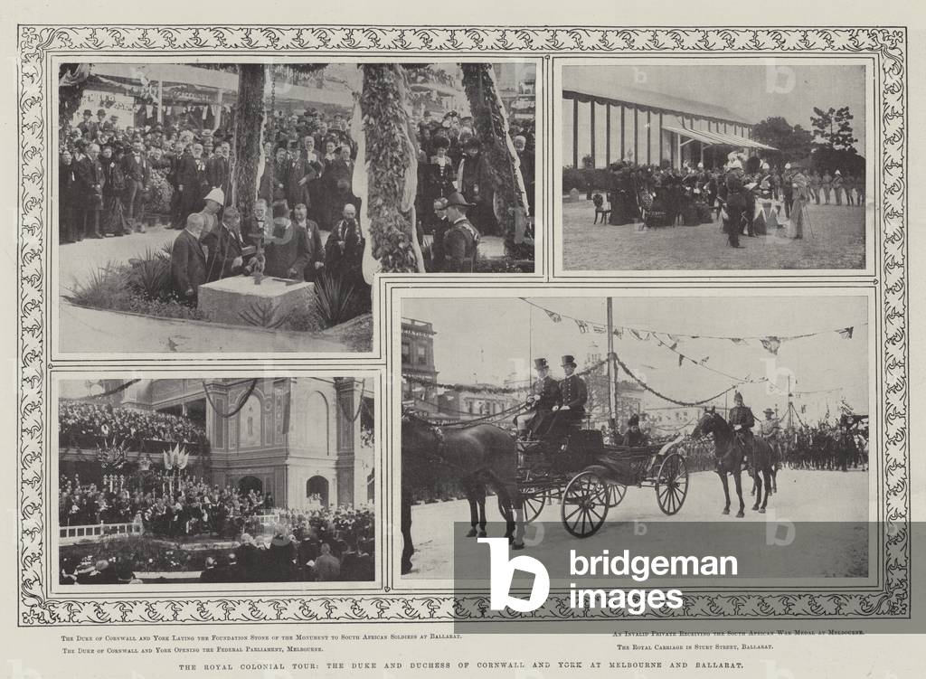 The Royal Colonial Tour, the Duke and Duchess of Cornwall and York at Melbourne and Ballarat (b/w photo)