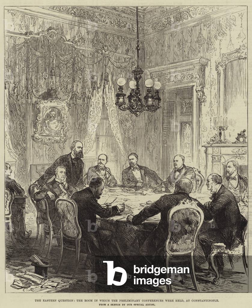 The Eastern Question, the Room in which the Preliminary Conferences were held, at Constantinople (engraving)