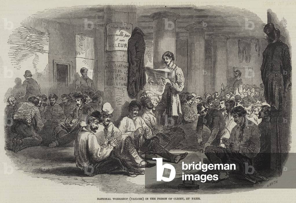 National Workshop (Tailors) in the Prison of Clichy, at Paris (engraving)