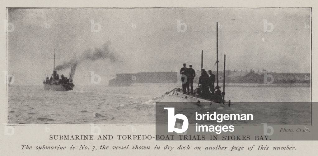 Submarine and Torpedo-Boat Trials in Stokes Bay (b/w photo)