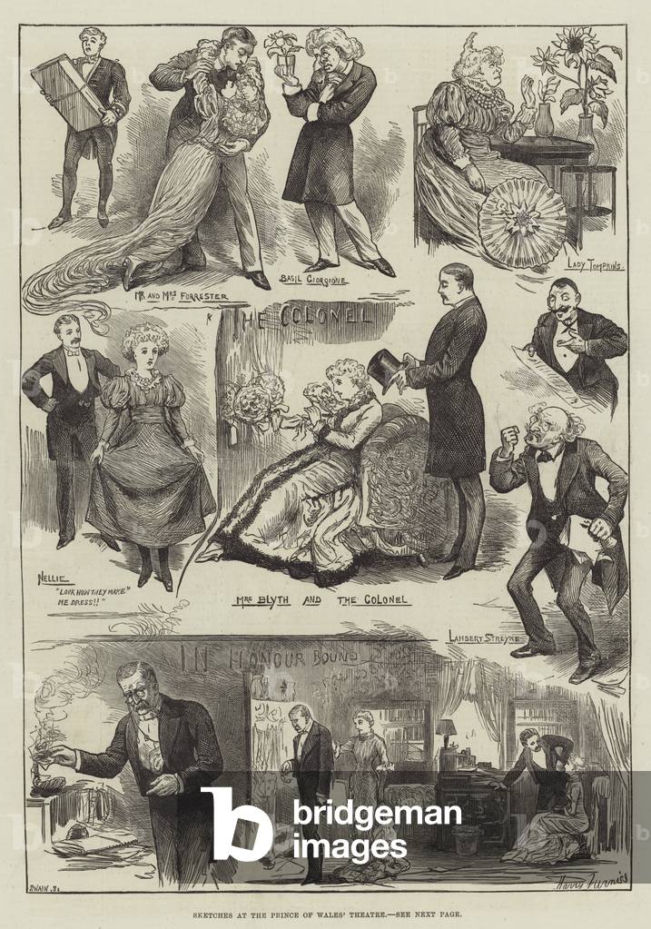 Sketches at the Prince of Wales' Theatre (engraving)