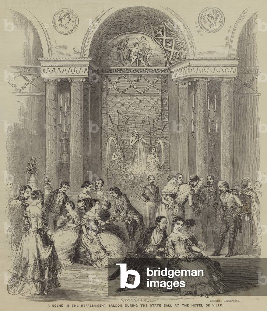 A Scene in the Refreshment Saloon, during the State Ball at the Hotel de Ville (engraving)