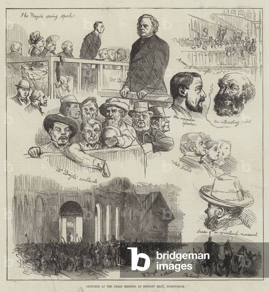 Sketches at the Great Meeting at Bingley Hall, Birmingham (engraving)