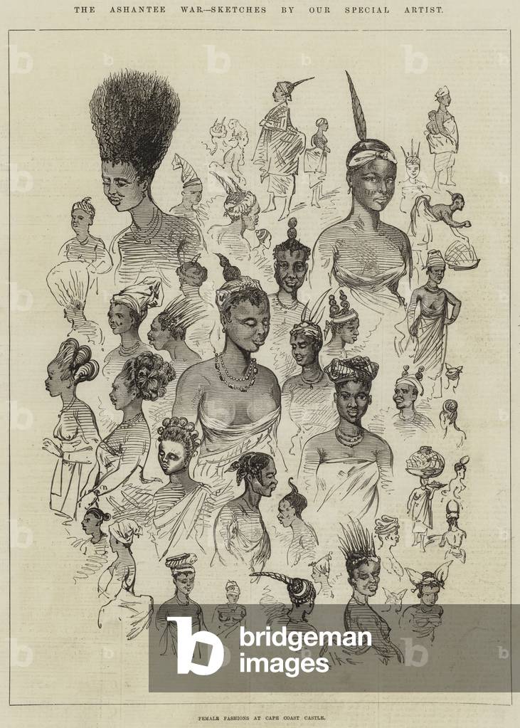 The Ashantee War, Female Fashions at Cape Coast Castle (engraving)