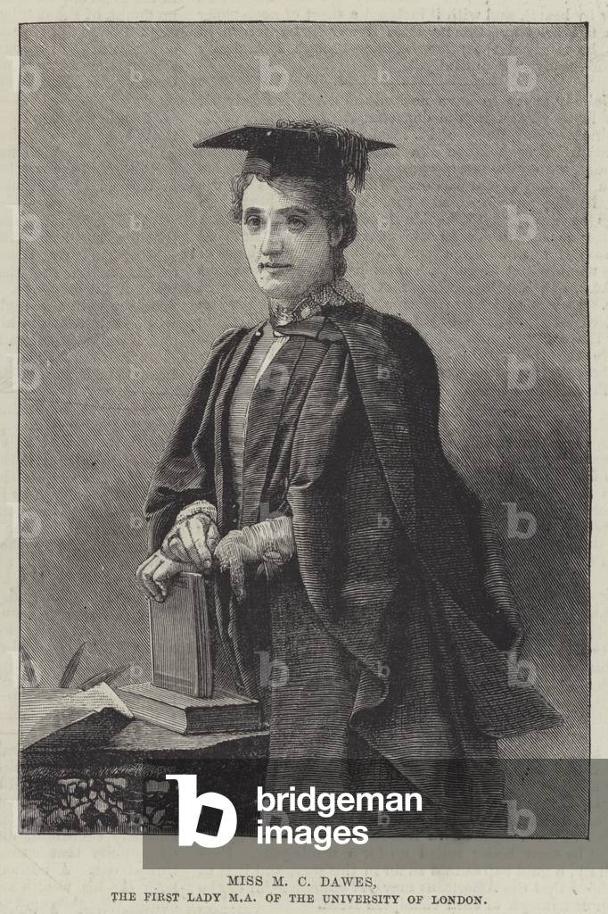 Miss M C Dawes, the First Lady MA of the University of London (engraving)