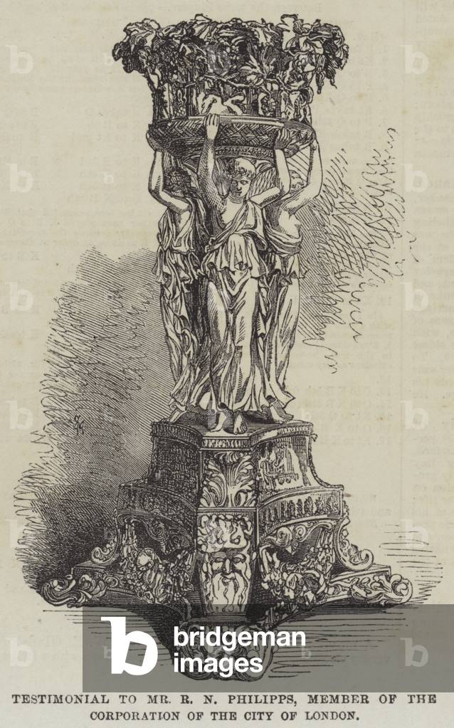 Testimonial to Mr R N Philipps, Member of the Corporation of the City of London (engraving)