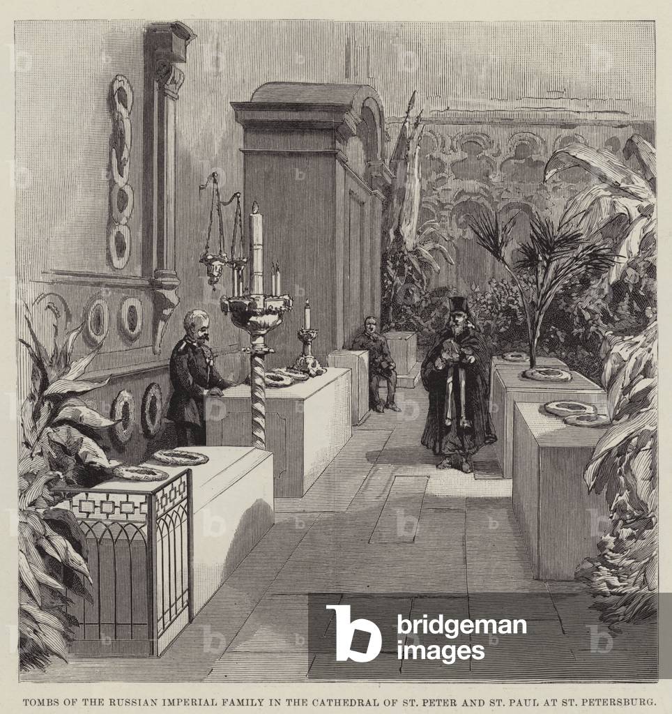 Tombs of the Russian Imperial Family in the Cathedral of St Peter and St Paul at St Petersburg (engraving)