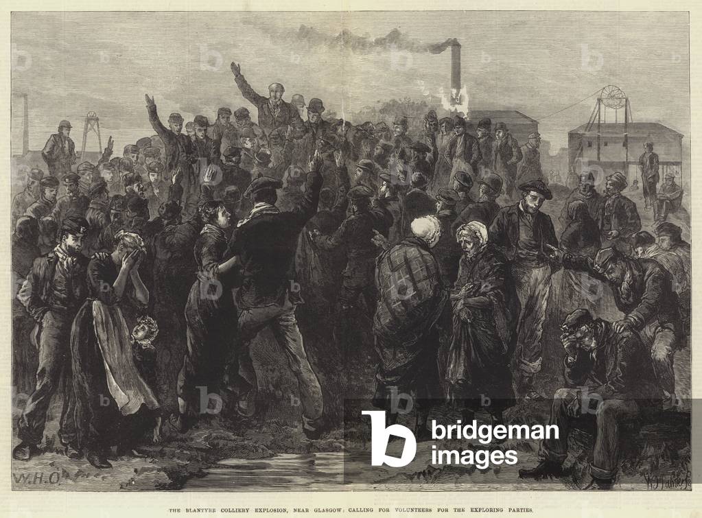 The Blantyre Colliery Explosion, near Glasgow, calling for Volunteers for the Exploring Parties (engraving)