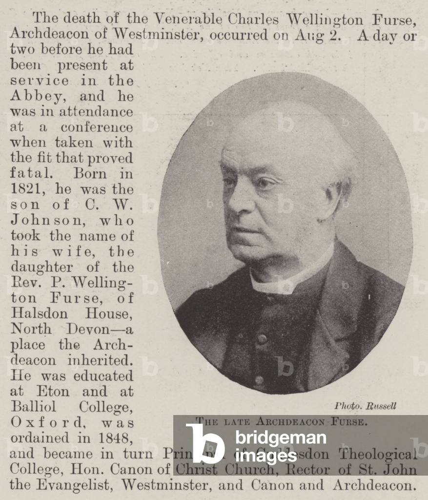 The late Archdeacon Furse (b/w photo)