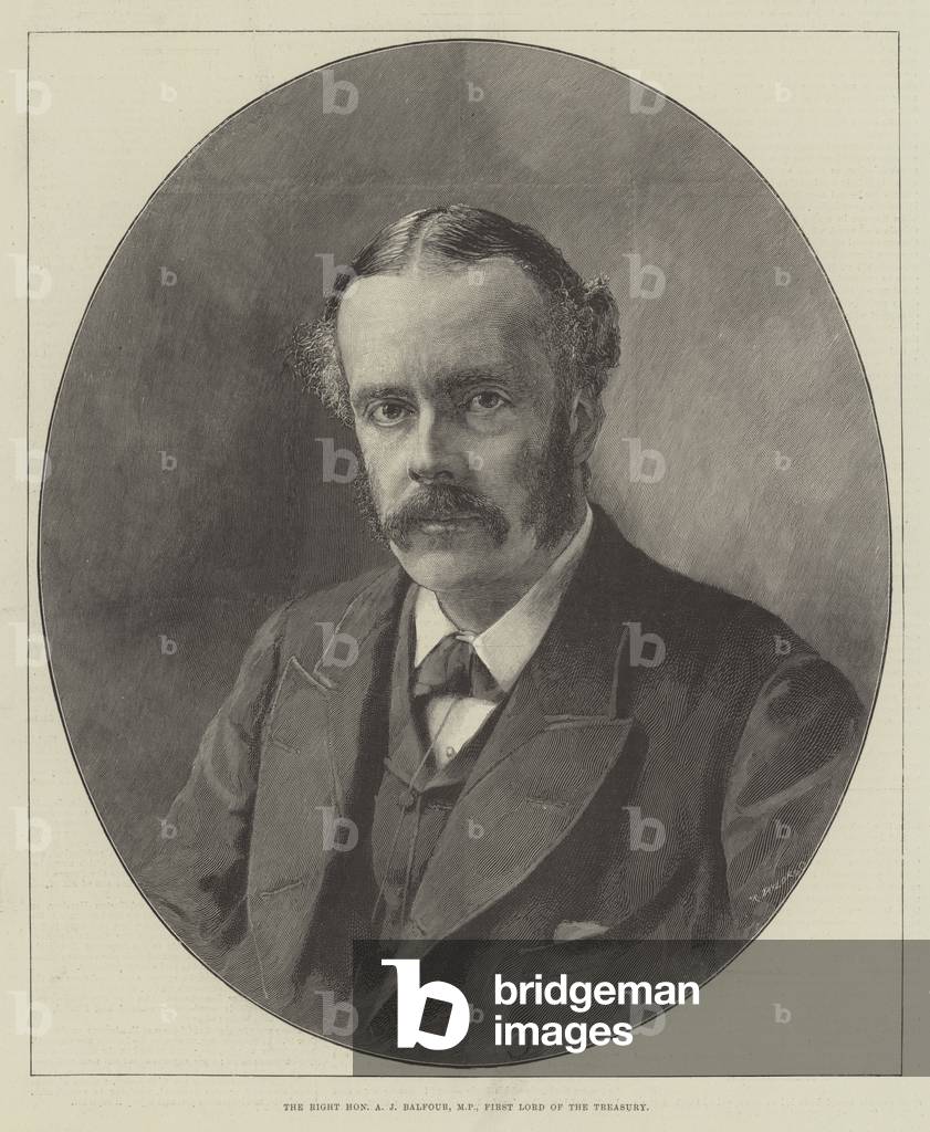 The Right Honourable A J Balfour, MP, First Lord of the Treasury (engraving)