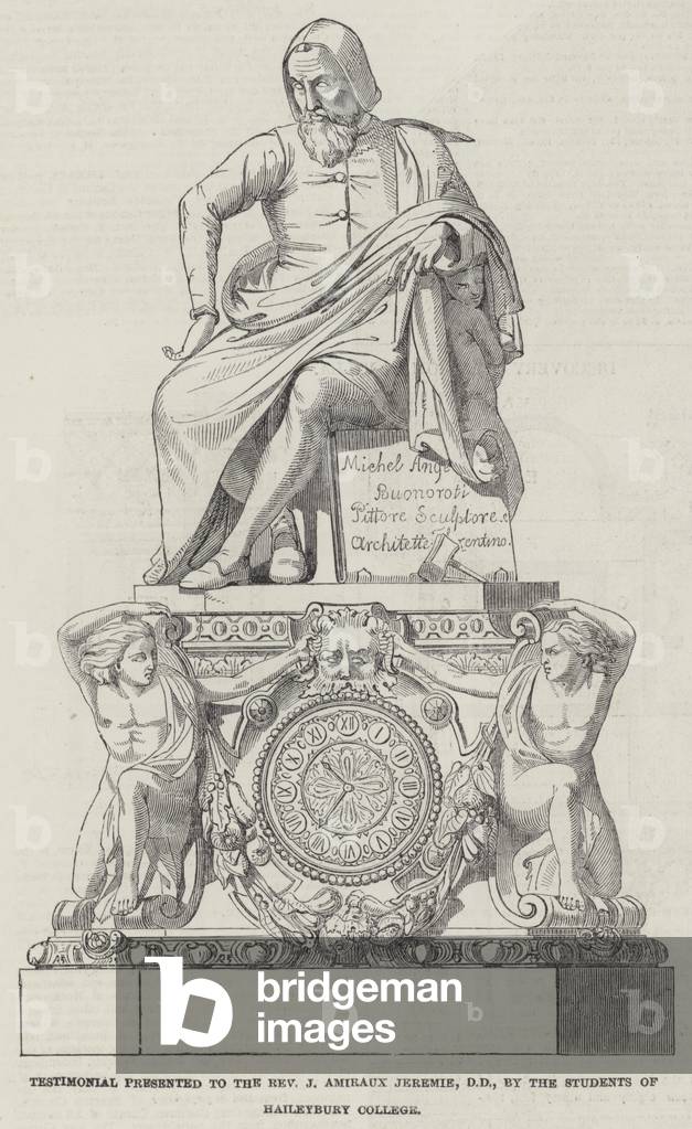 Testimonial presented to the Reverend J Amiraux Jeremie, DD, by the Studnets of Haileybury College (engraving)