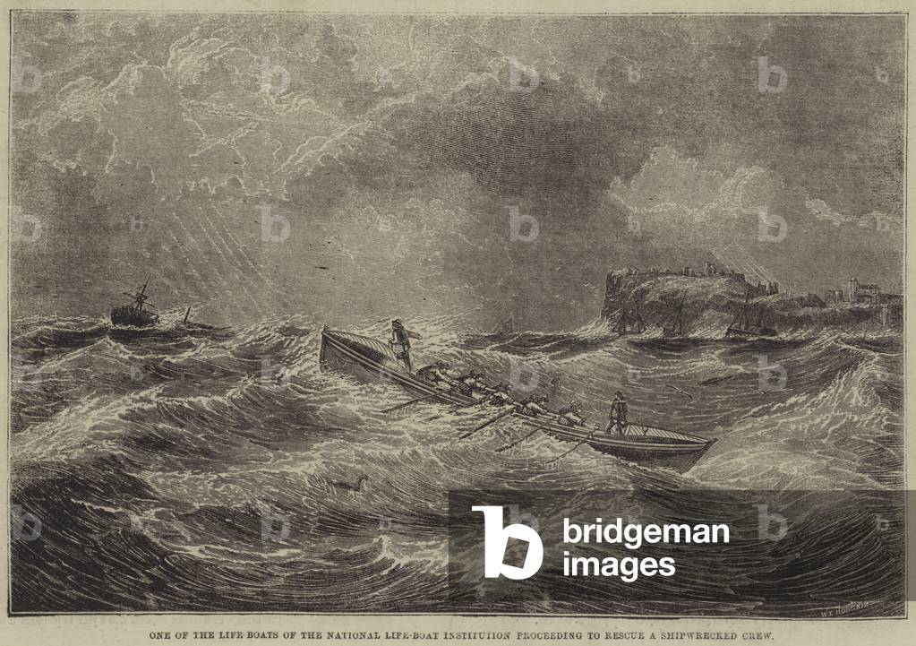 One of the Life-Boats of the National Life-Boat Institution proceeding to rescue a Shipwrecked Crew (engraving)