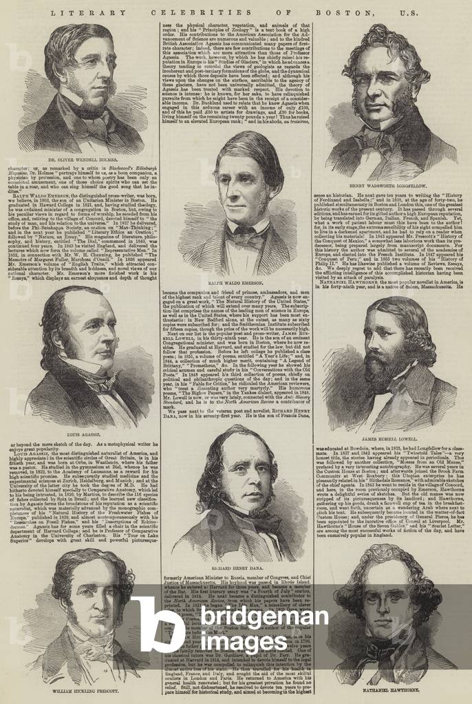 Literary Celebrities of Boston, US (engraving)