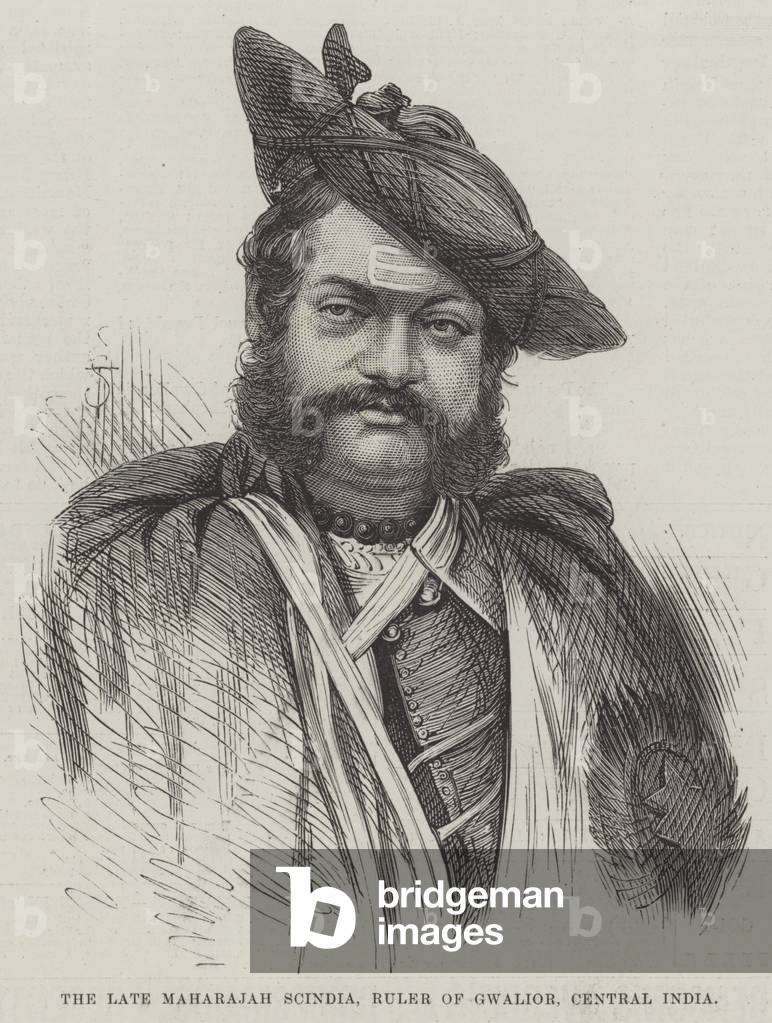 The late Maharajah Scindia, Ruler of Gwalior, Central India (engraving)