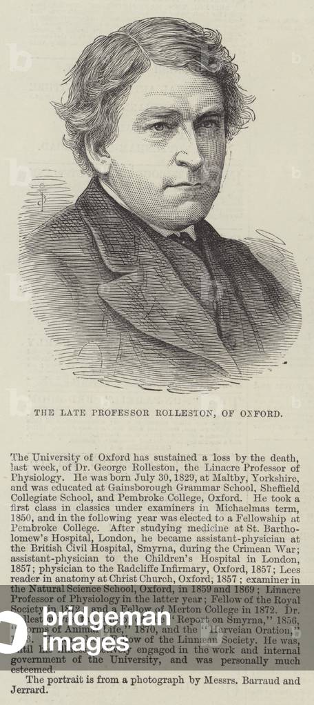 The late Professor Rolleston, of Oxford (engraving)