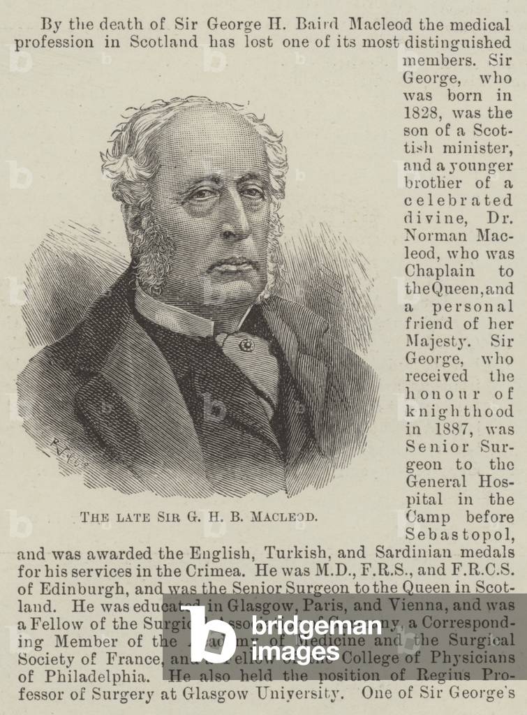 The late Sir G H B Macleod (engraving)
