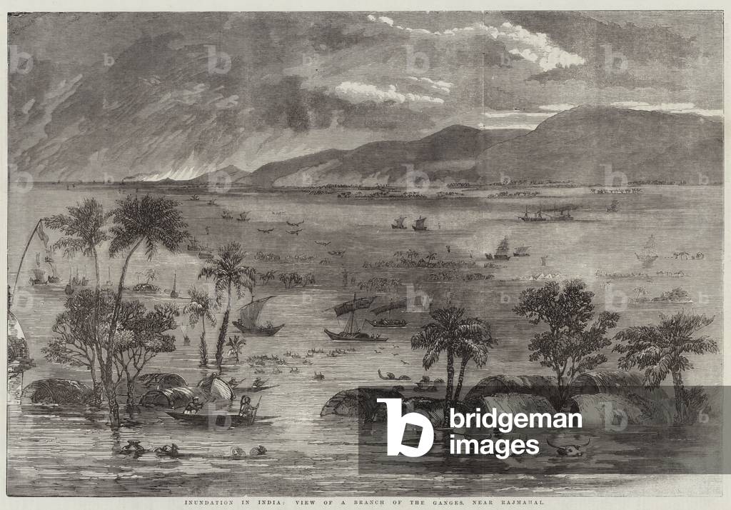 Inundation in India, View of a Branch of the Ganges, near Rajmahal (engraving)