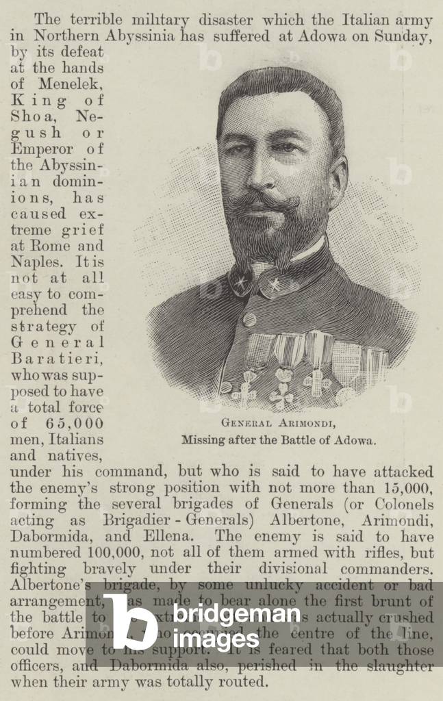 General Arimondi, missing after the Battle of Adown (engraving)