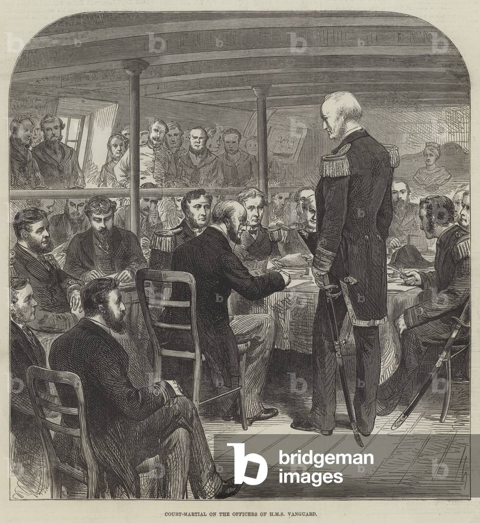 Court-Martial on the Officers of HMS Vanguard (engraving)