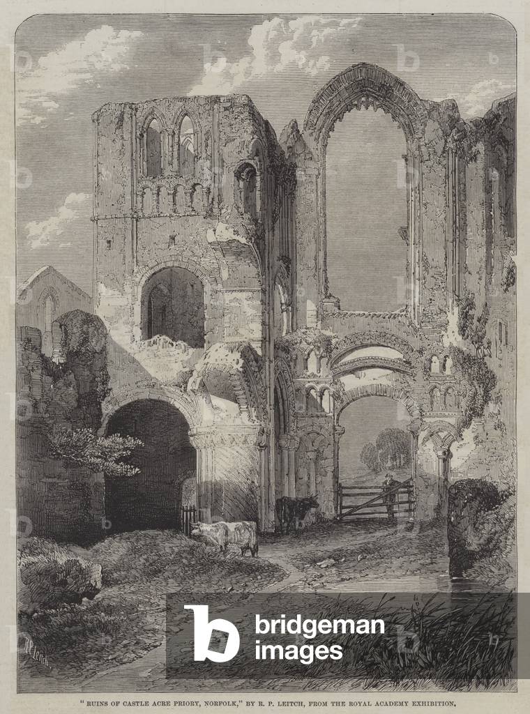 Ruins of Castle Acre Priory, Norfolk (engraving)