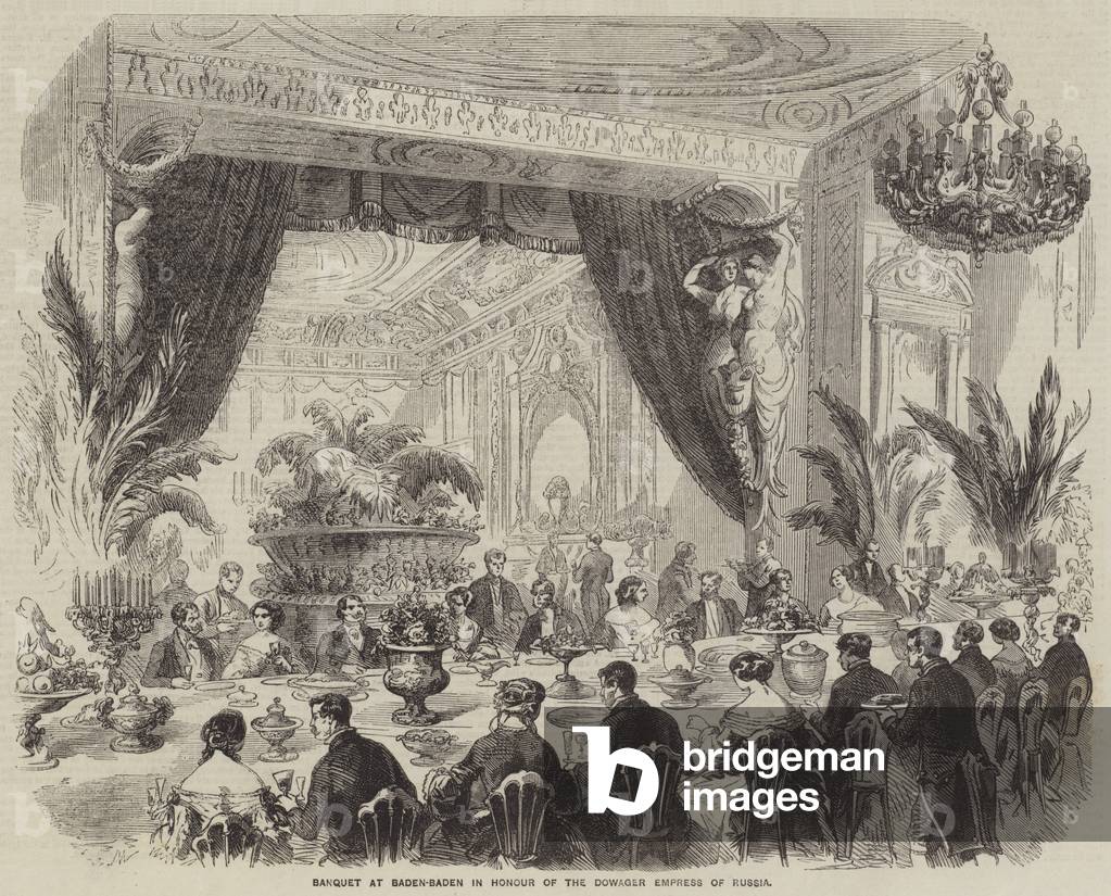 Banquet at Baden-Baden in Honour of the Dowager Empress of Russia (engraving)