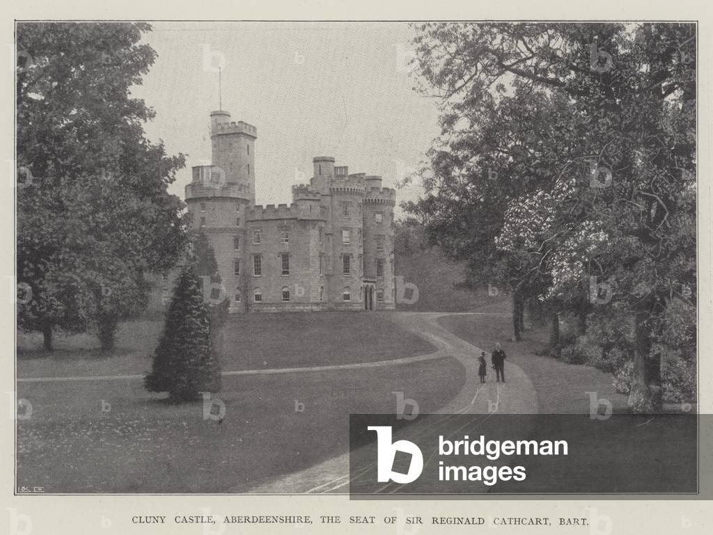 Cluny Castle, Aberdeenshire, the Seat of Sir Reginald Cathcart, Baronet (b/w photo)