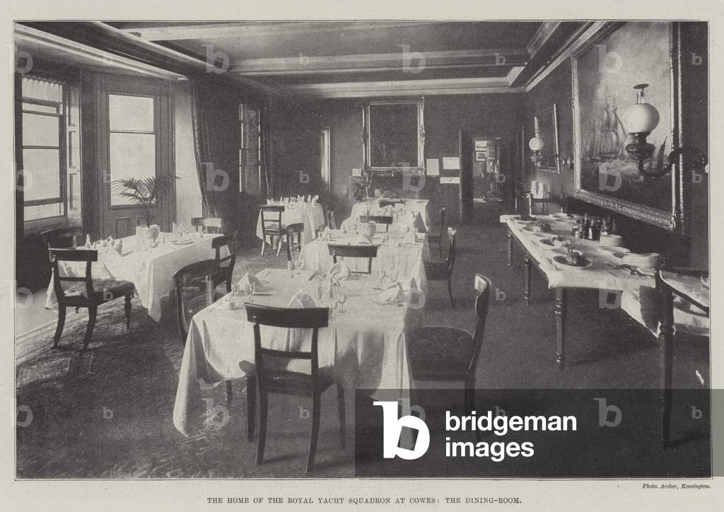 The Home of the Royal Yacht Squadron at Cowes, the Dining-Room (b/w photo)