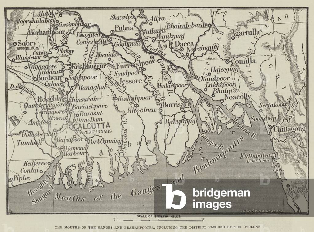 The Mouths of the Ganges and Bramahpootra, including the District flooded by the Cyclone (engraving)