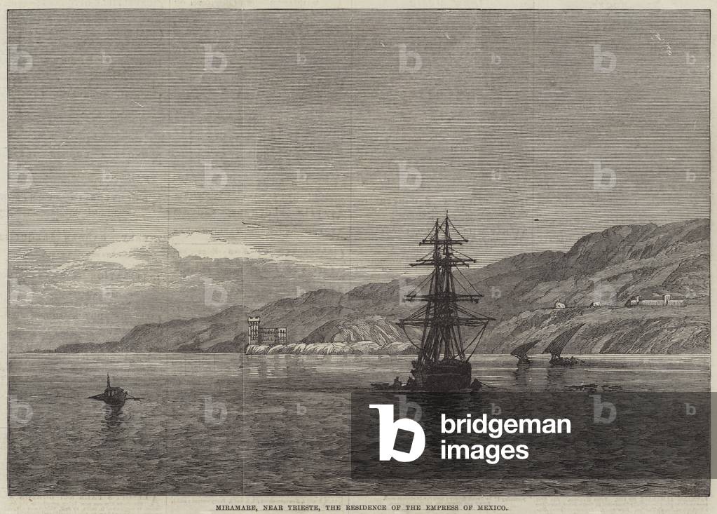Miramare, near Trieste, the Residence of the Empress of Mexico (engraving)