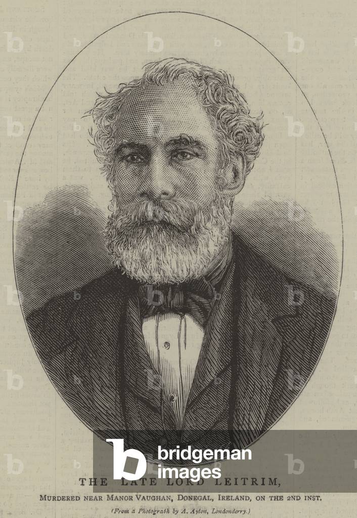 The Late Lord Leitrim, Murdered near Manor Vaughan, Donegal, Ireland, on the 2nd inst (engraving)