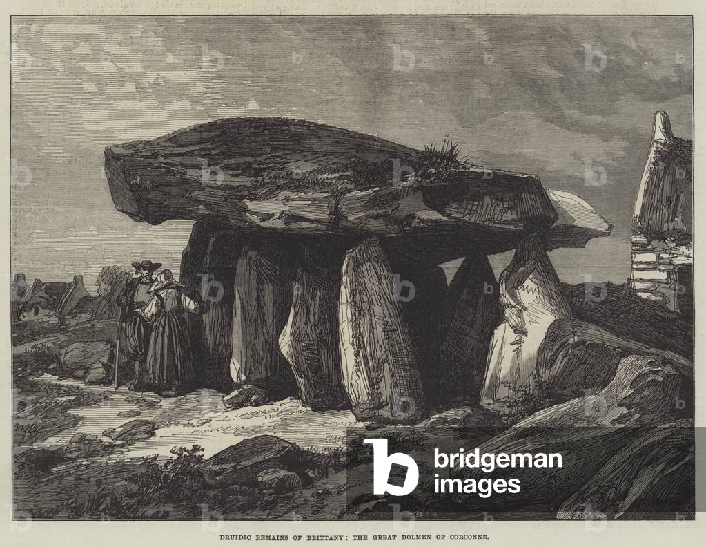 Druidic Remains of Brittany, the Great Dolmen of Corconne (engraving)