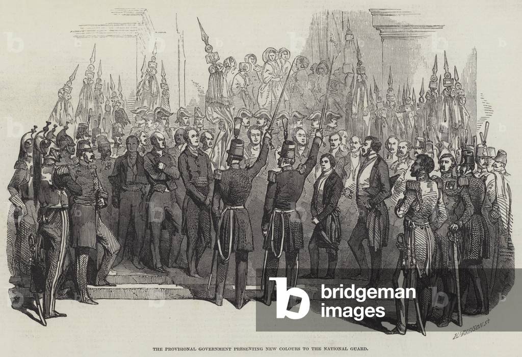 The Provisional Government presenting New Colours to the National Guard (engraving)