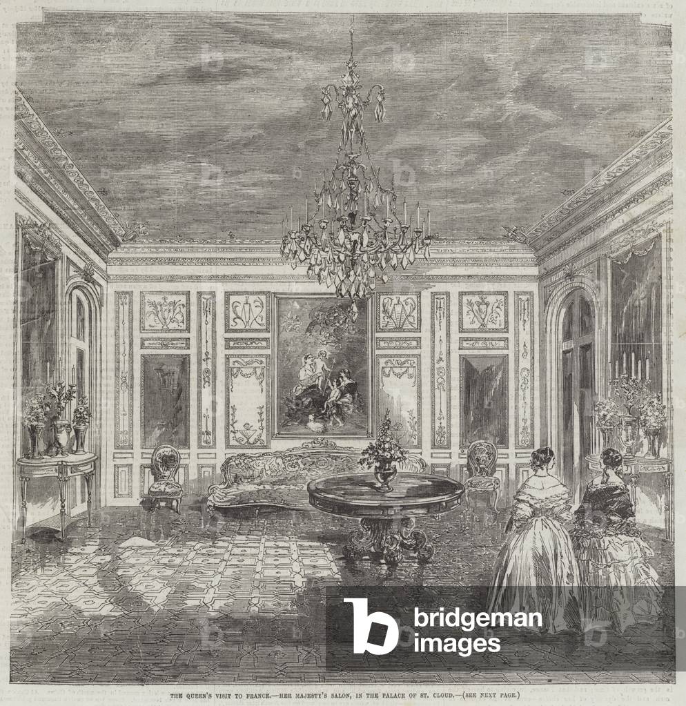 The Queen's Visit to France, Her Majesty's Salon, in the Palace of St Cloud (engraving)