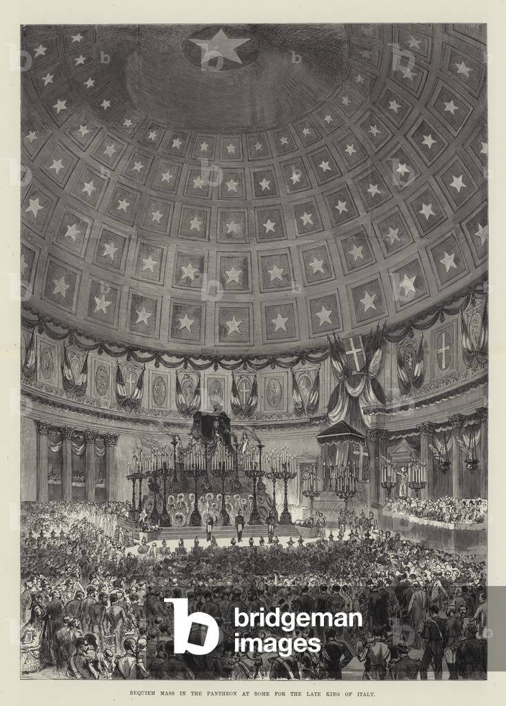 Requiem Mass in the Pantheon at Rome for the late King of Italy (engraving)