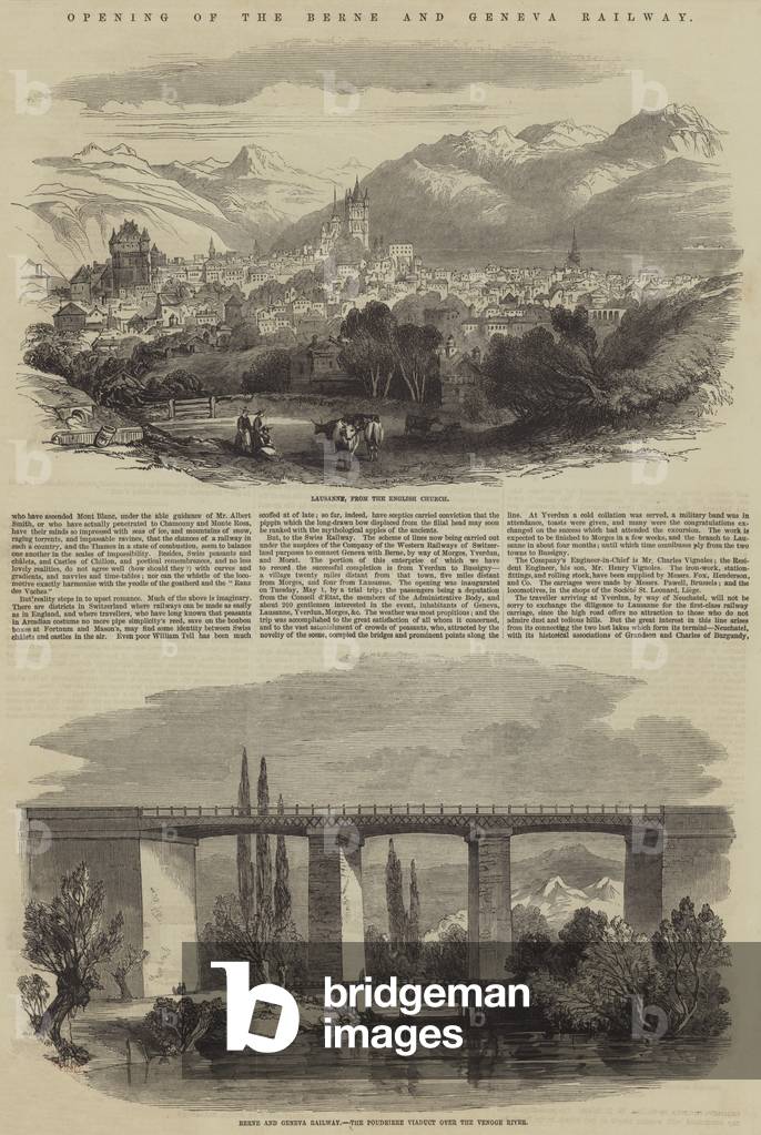 Opening of the Berne and Geneva Railway (engraving)