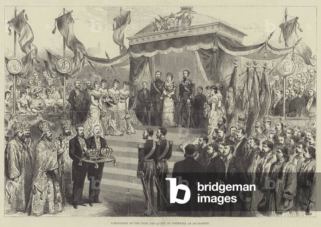 Coronation of the King and Queen of Roumania at Bucharest (engraving)