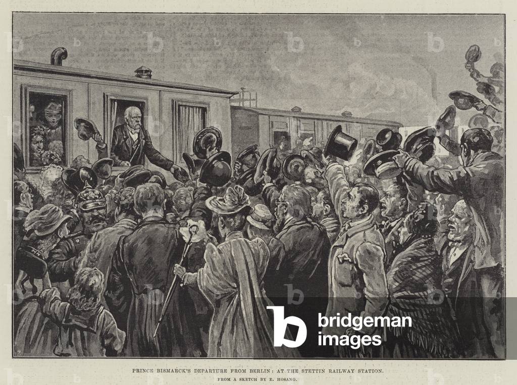Prince Bismarck's Departure from Berlin, at the Stettin Railway Station (engraving)