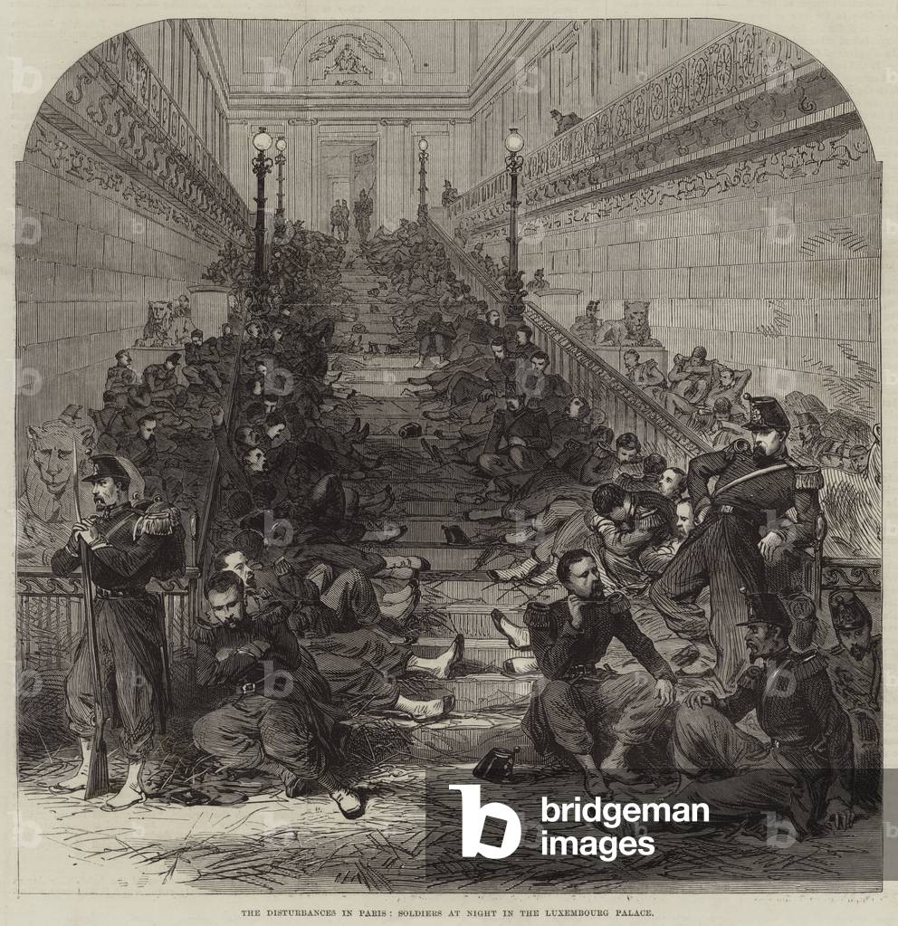 The Disturbances in Paris, Soldiers at Night in the Luxembourg Palace (engraving)