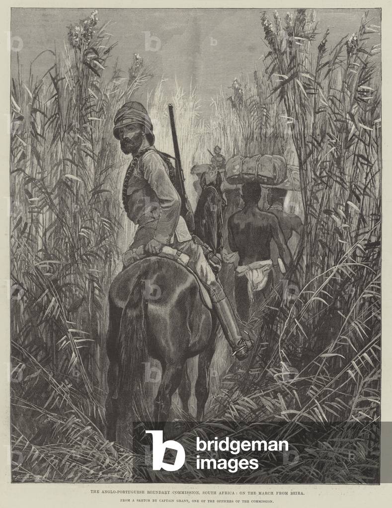 The Anglo-Portuguese Boundary Commission, South Africa, on the March from Beira (engraving)