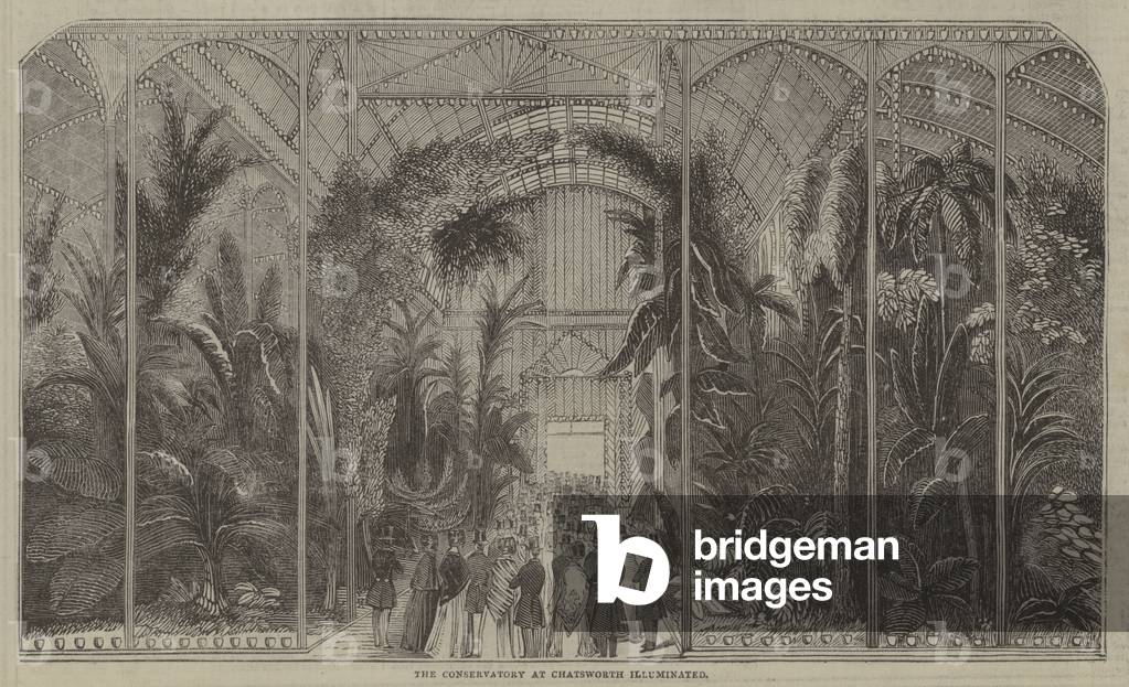 The Conservatory at Chatsworth illuminated (engraving)
