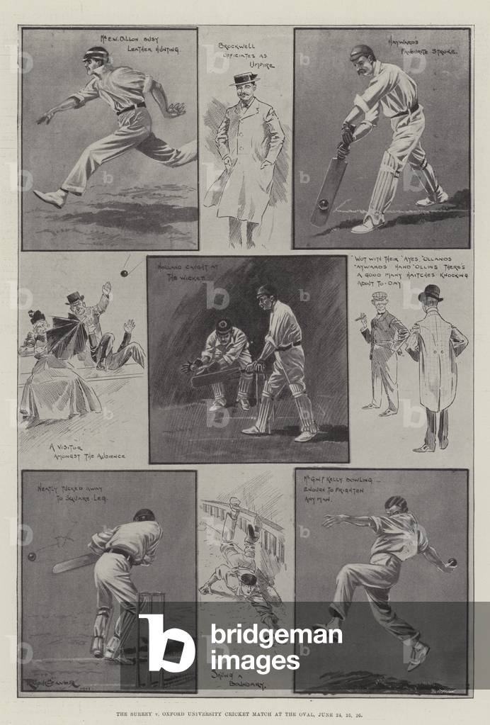 The Surrey v Oxford University Cricket Match at the Oval, 24, 25, 26 June (litho)