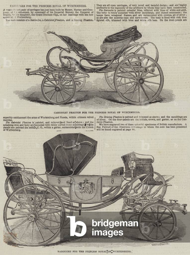 Carriages for the Princess Royal of Wurtemberg (engraving)