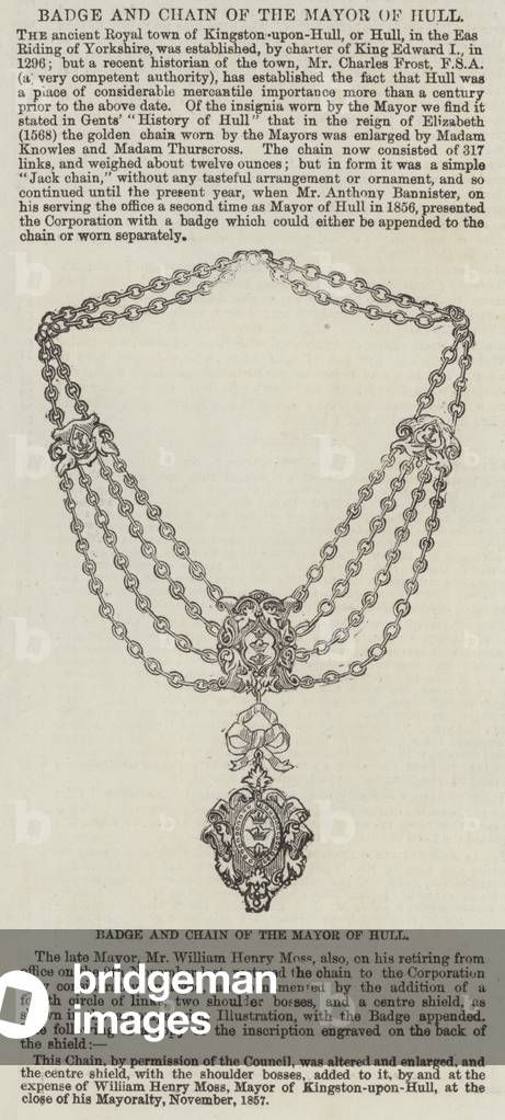 Badge and Chain of the Mayor of Hull (engraving)