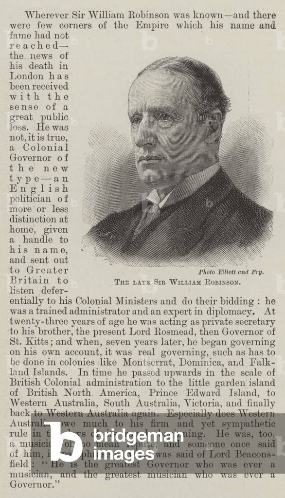 The late Sir William Robinson (engraving)