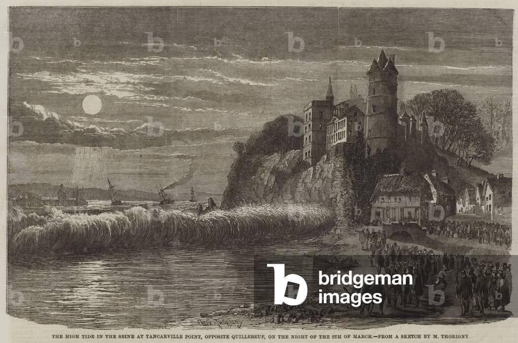 The High Tide in the Seine at Tancarville Point, opposite Quillebeuf, on the Night of the 9 March (engraving)