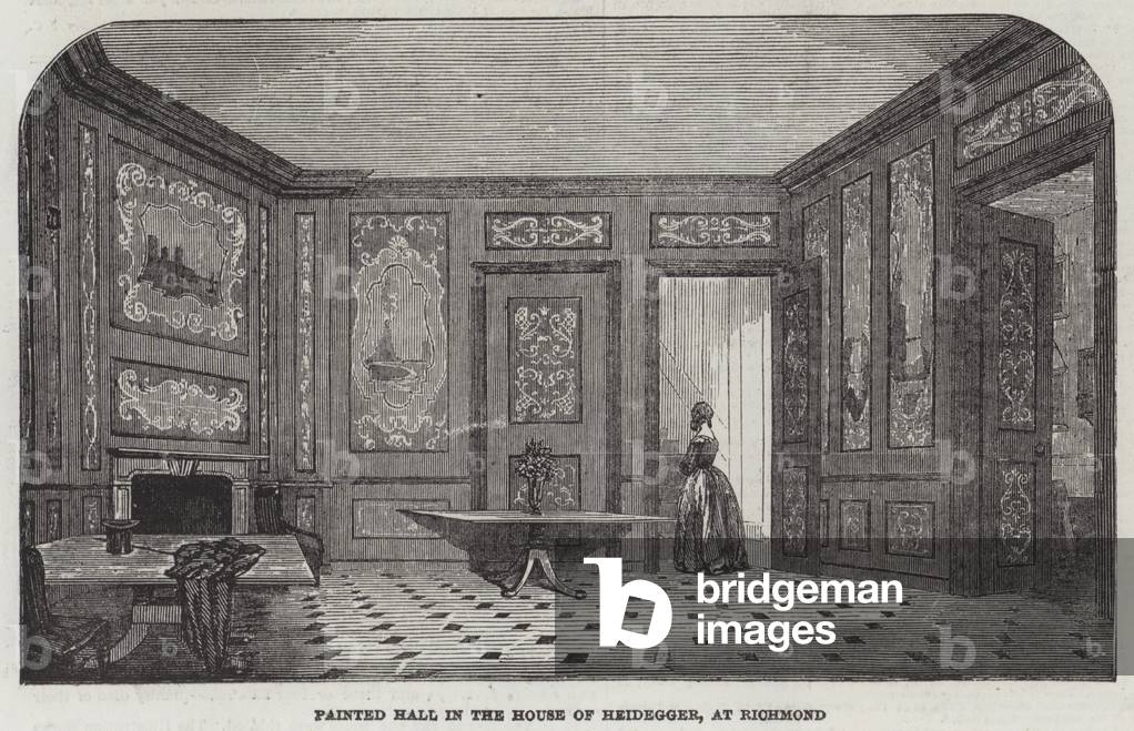 Painted Hall in the House of Heidegger, at Richmond (engraving)