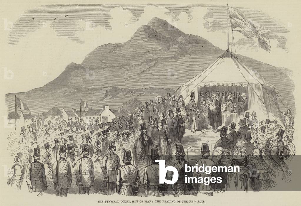 The Tynwald Court, Isle of Man, the Reading of the New Acts (engraving)